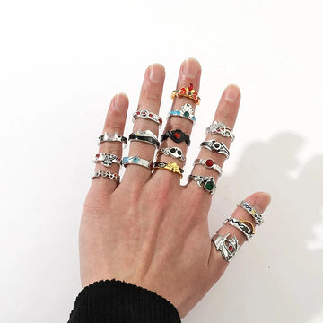 DAIIIBABYYY  -  Classic Bohemian Trendy Finger Ring Women Accessories Metal Set Rings Fashion Jewelry Open Ring for Men Jewelry Steampunk Style